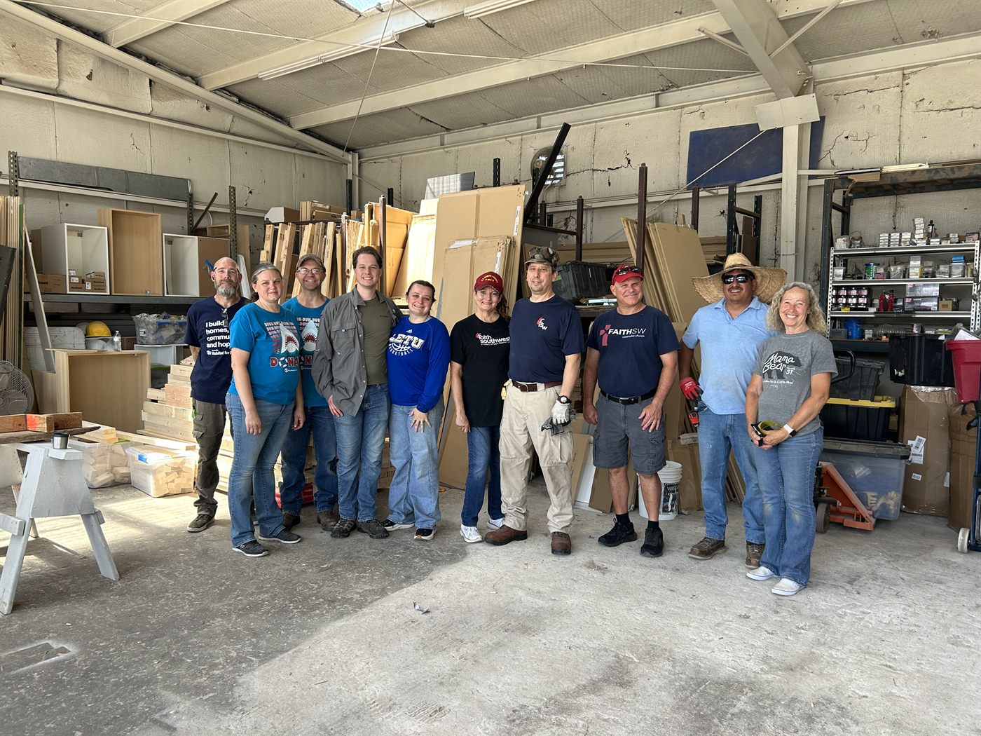 Faith SW volunteers serving during a Habitat for Humanity work day