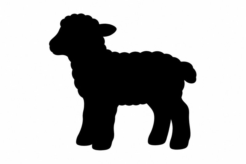 Lamb whimsy, a stained-glass style puzzle piece