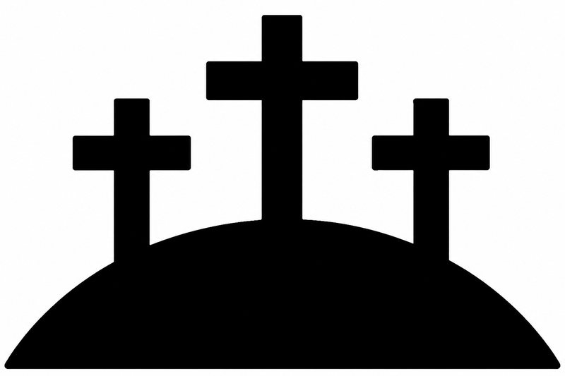 Three crosses whimsy, a stained-glass style puzzle piece
